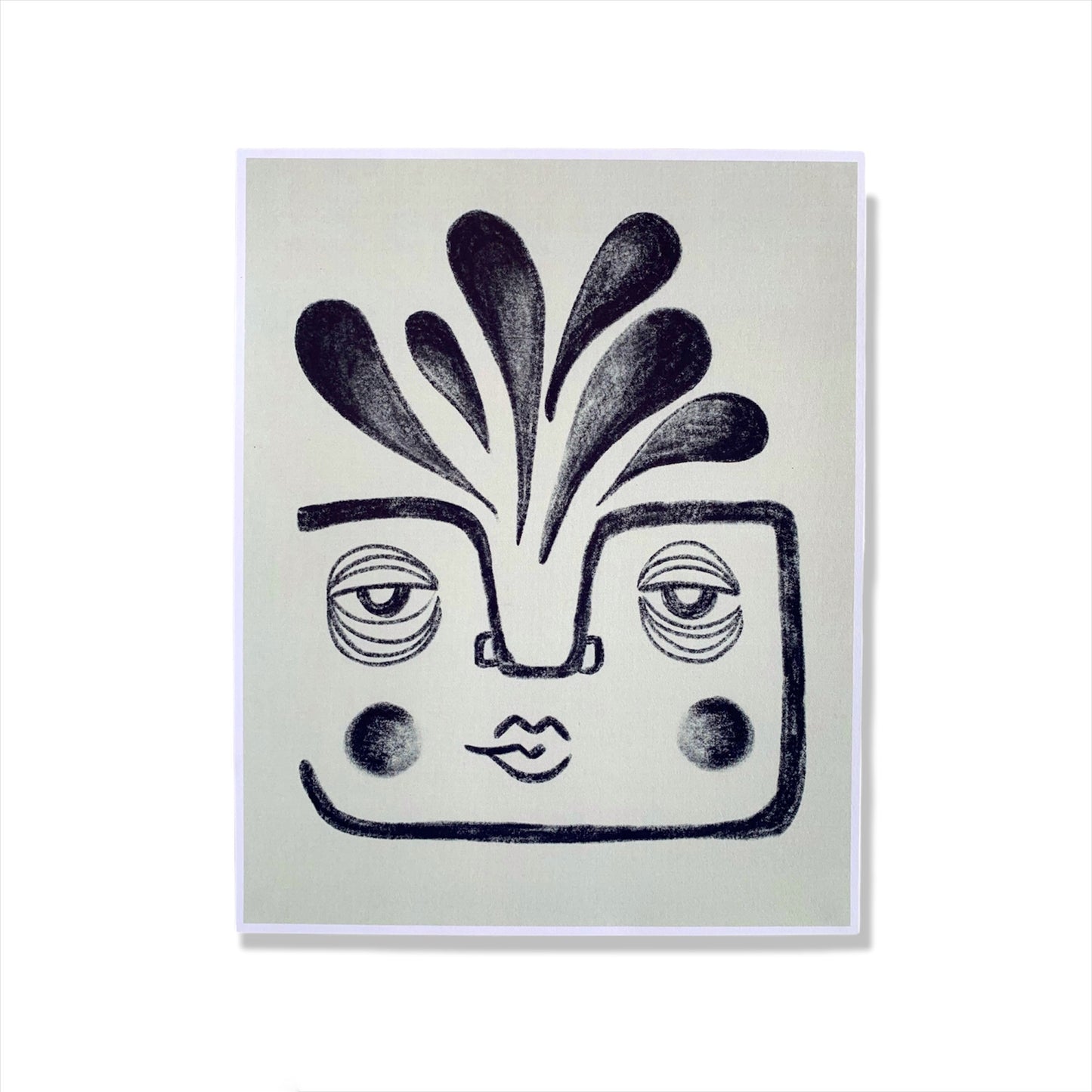 Abstract textured blue face against a white background