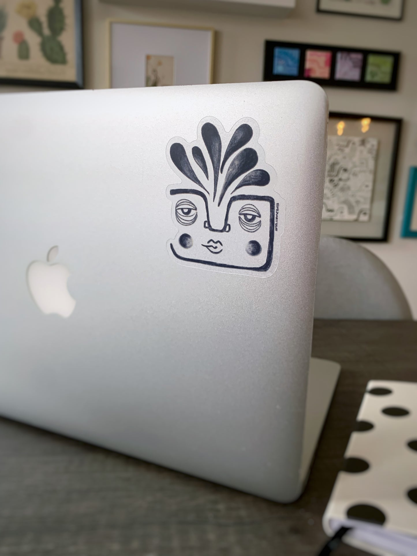 Blue Abstract Face Clear Sticker