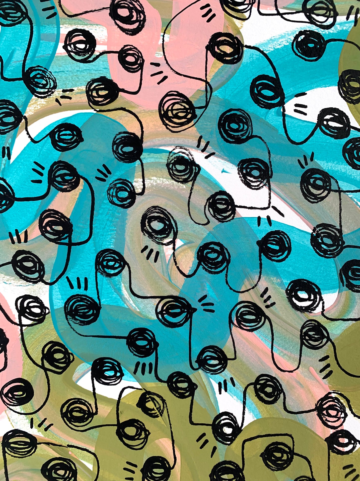 Multicolor Squiggle Eye Painting