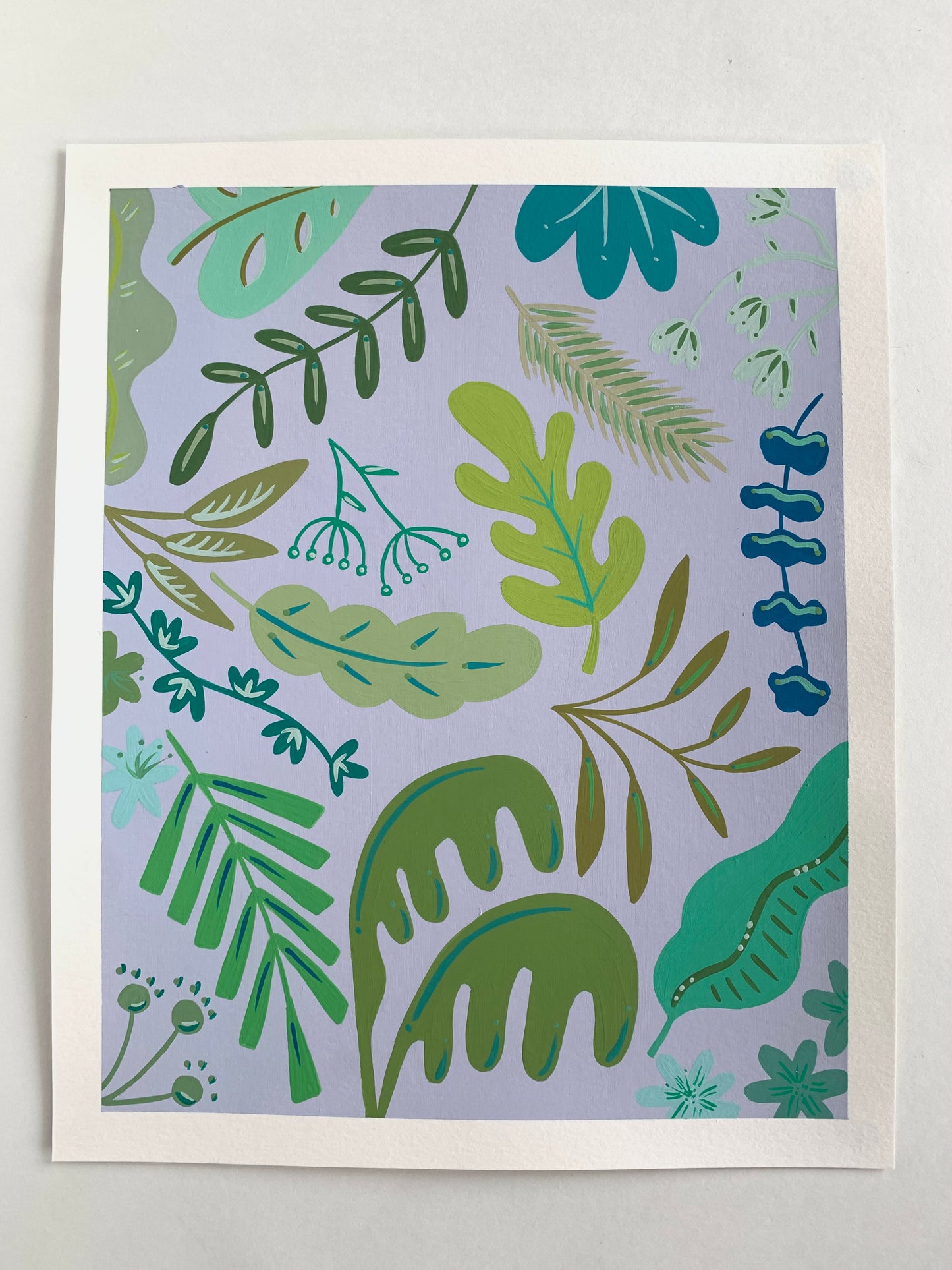 Lavender Leaf Collage Painting
