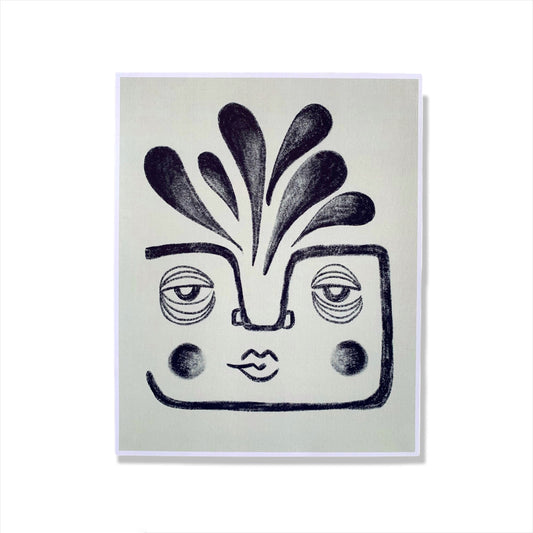 Abstract textured blue face against a white background