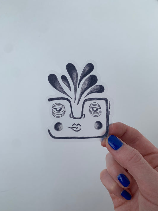 Blue Abstract Face Clear Sticker