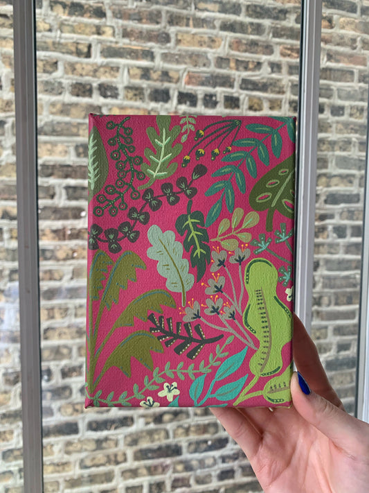 Dark Pink Leaf Collage 5x7 Canvas