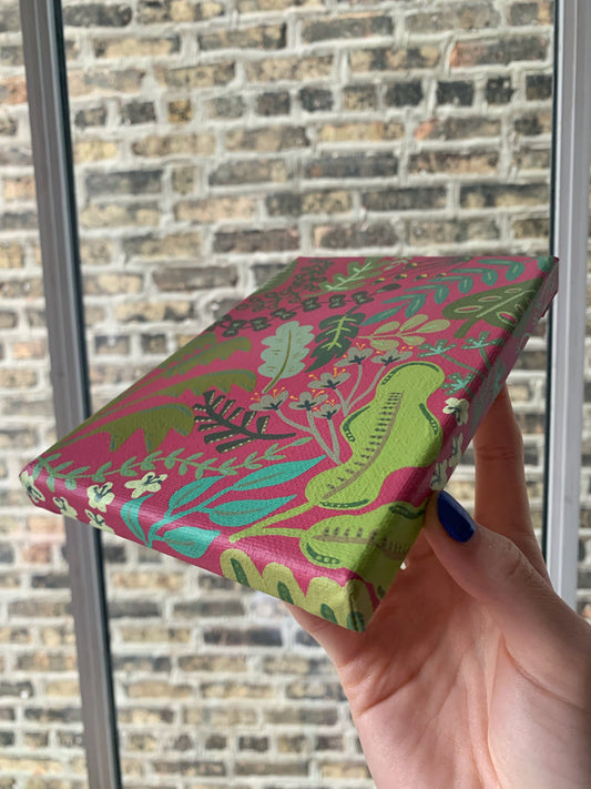 Dark Pink Leaf Collage 5x7 Canvas