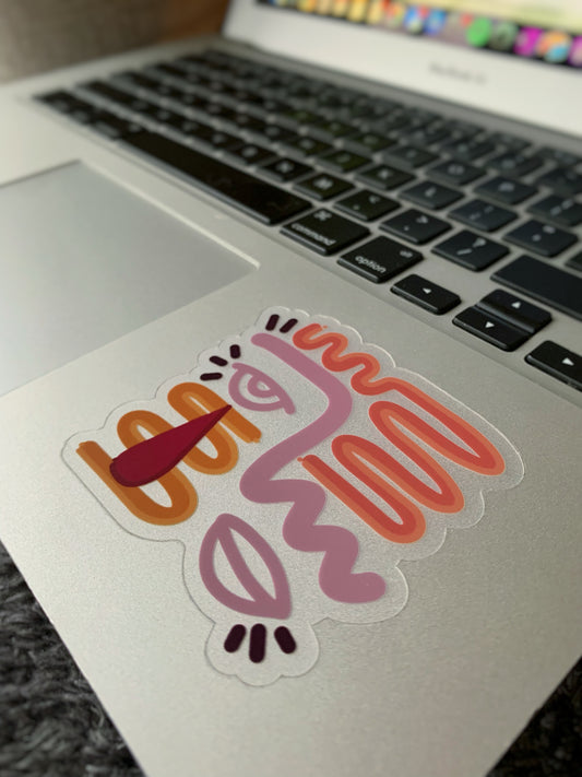 Purple Abstract Face Clear Sticker