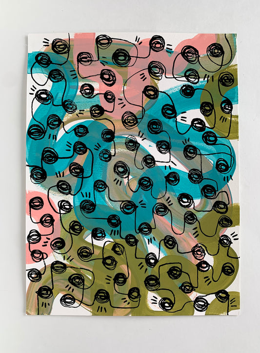 Multicolor Squiggle Eye Painting