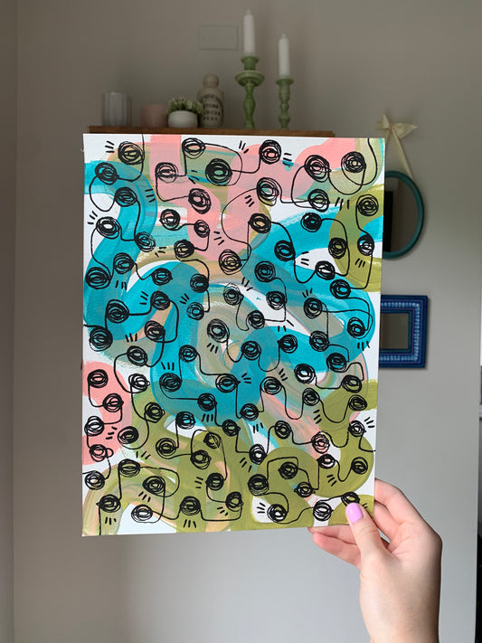 Multicolor Squiggle Eye Painting