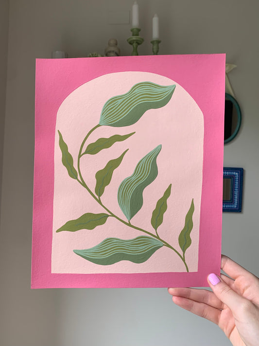 Pink Plant Arch Painting