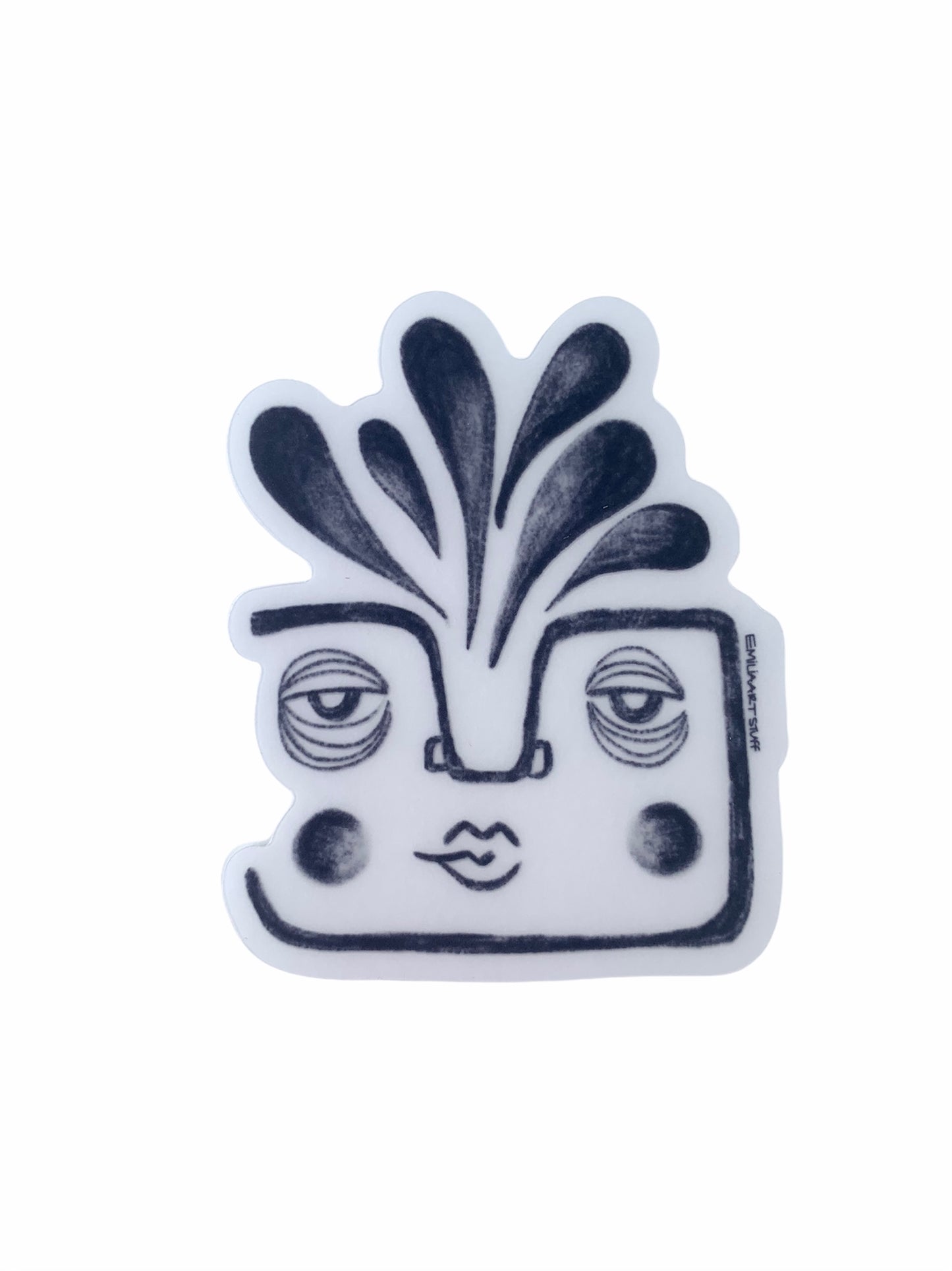 Blue Abstract Face Clear Sticker