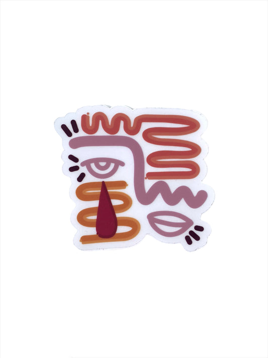 Purple Abstract Face Clear Sticker