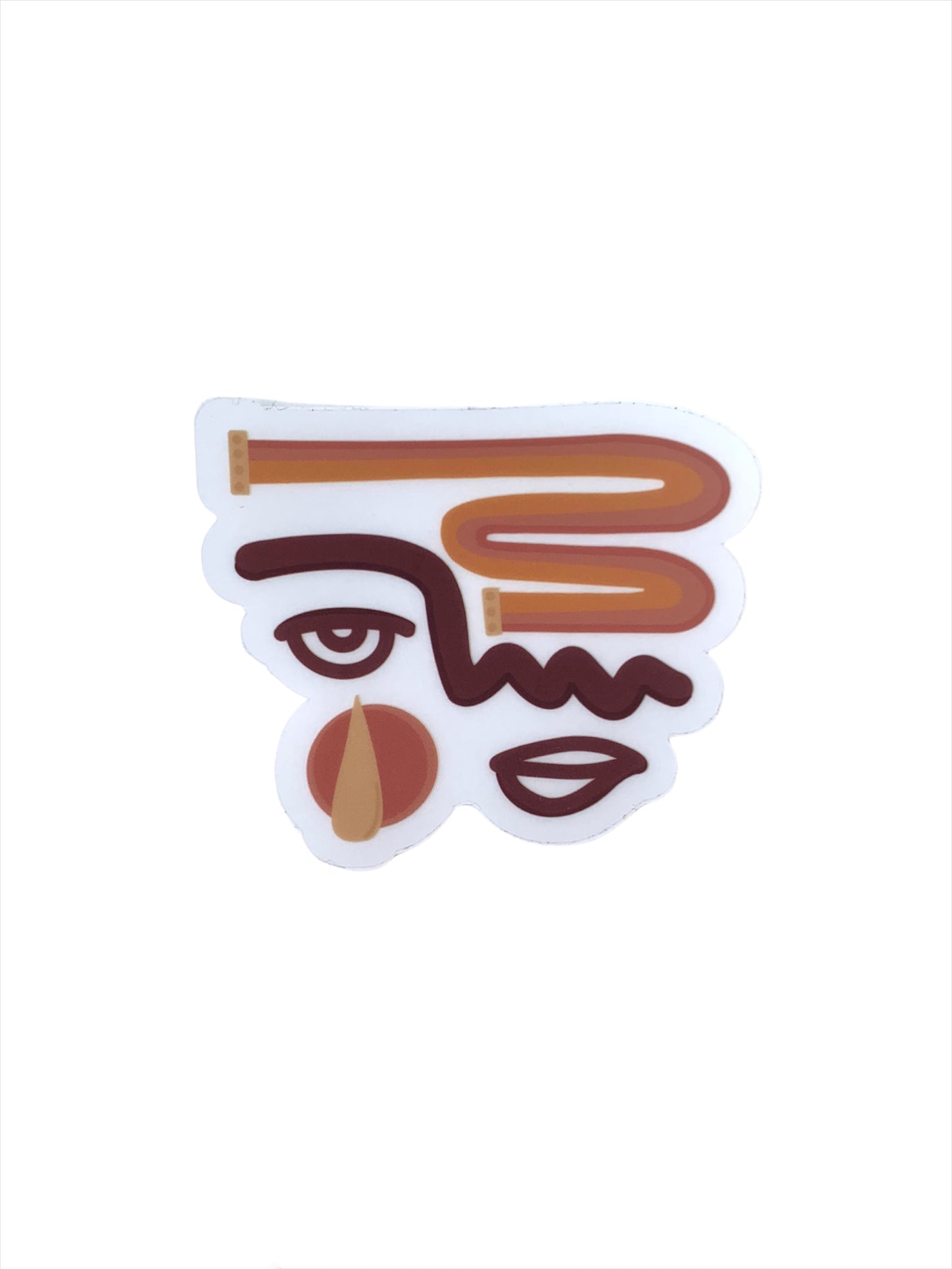 Burgundy Abstract Face Clear Sticker