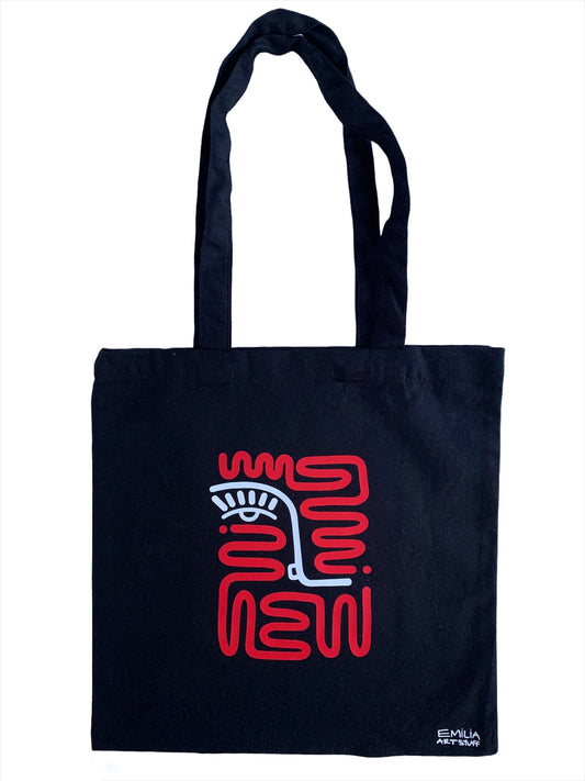 Squiggle Face Canvas Tote