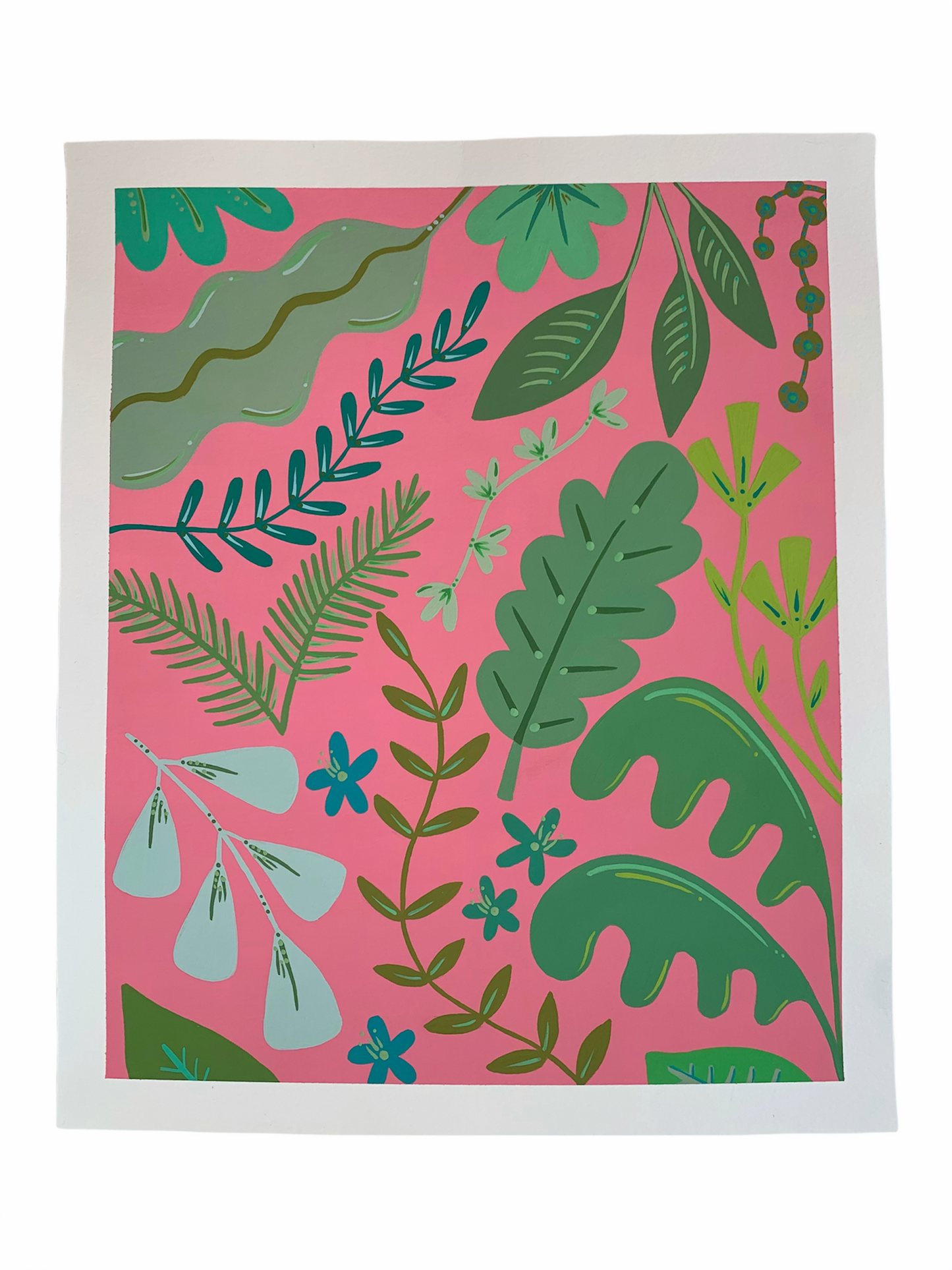 Pink Leaf Collage Painting